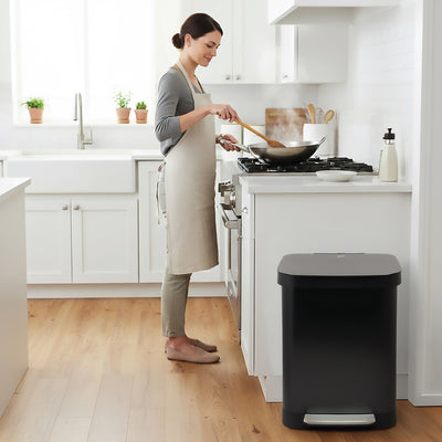 Glad Step Trash Can, Series 2 Soft Close Bin with Odor Protection, 13 Gal (Used)