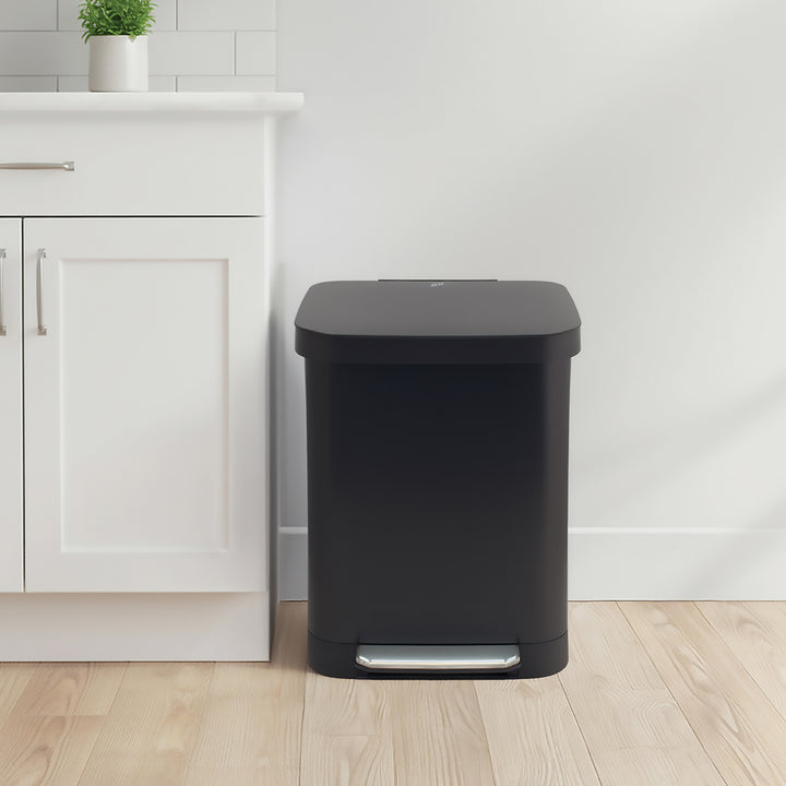Glad Step Trash Can, Series 2 Soft Close Bin with Odor Protection, 13 Gal, Black - VMInnovations