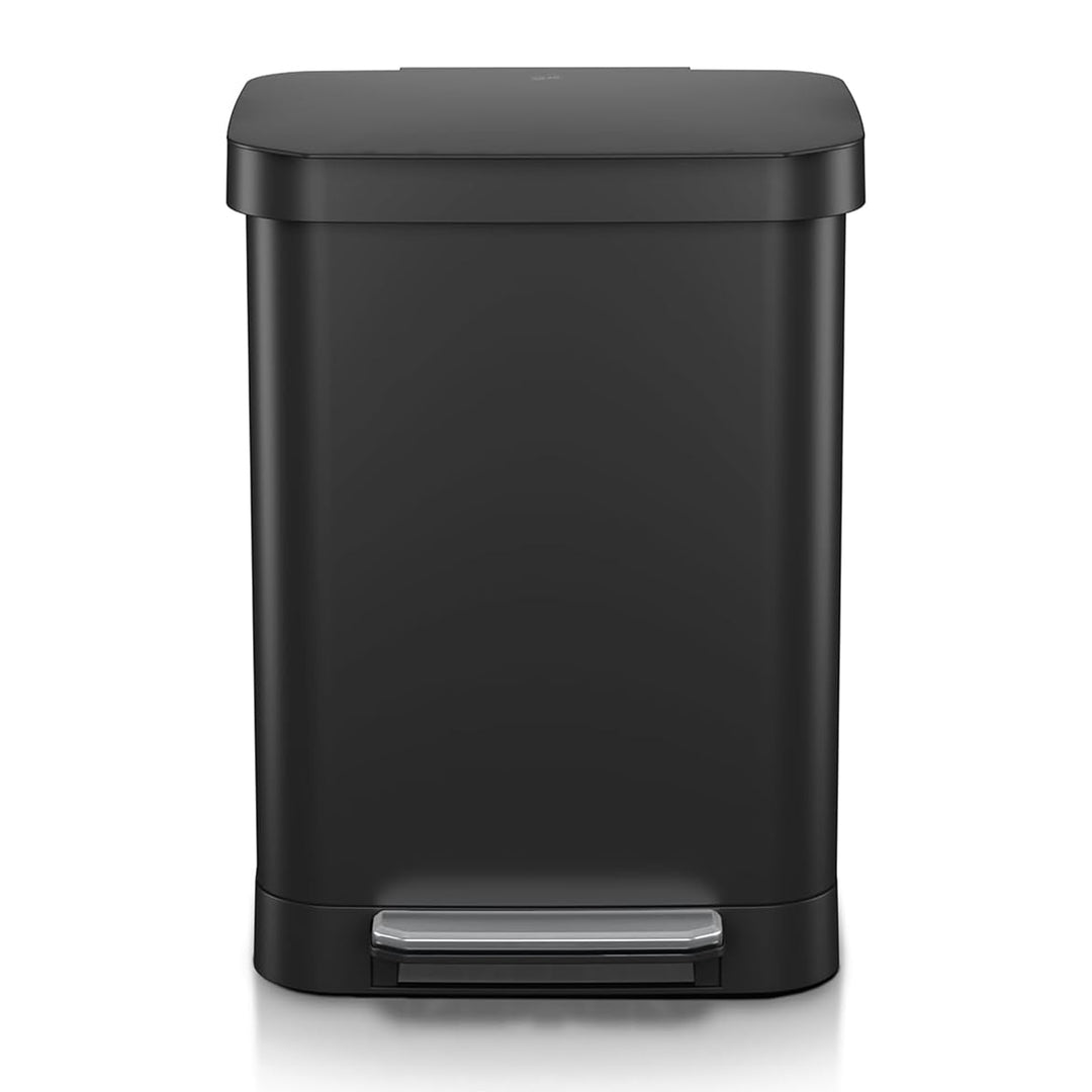 Glad Step Trash Can, Series 2 Soft Close Bin with Odor Protection, 13 Gal, Black