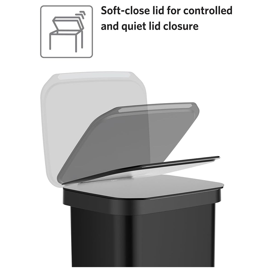 Glad Step Trash Can, Series 2 Soft Close Bin with Odor Protection, 13 Gal, Black