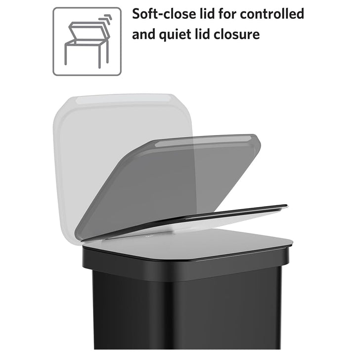 Glad Step Trash Can, Series 2 Soft Close Bin with Odor Protection, 13 Gal, Black