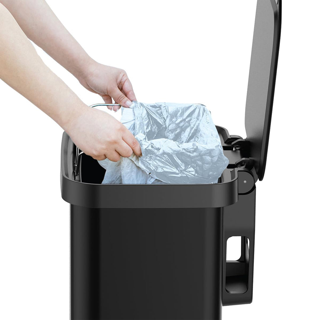 Glad Step Trash Can, Series 2 Soft Close Bin with Odor Protection, 13 Gal, Black