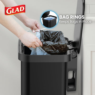 Glad Step Trash Can, Series 2 Soft Close Bin with Odor Protection, 20 Gal, Black (Used)