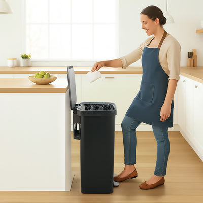 Glad Step Trash Can, Series 2 Soft Close Bin with Odor Protection, 20 Gal, Black (Used)