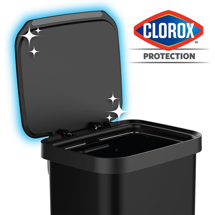 Glad Step Trash Can, Soft Close Bin w/Odor Protection, 20 Gal, Black (Open Box)