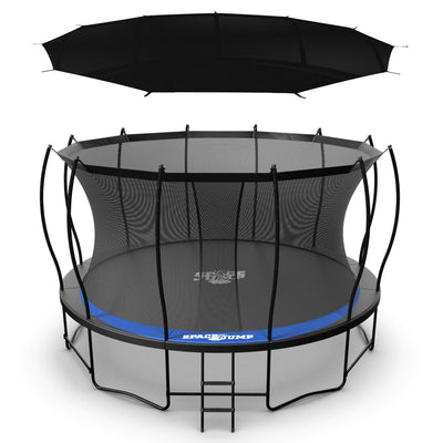 SpaceJump Lunar 14' Trampoline, Outdoor Bouncer with Net and Eclipse Sun Shade