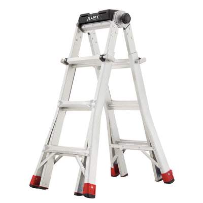 Lift Ladders 15 Foot Reach Multi Position Aluminum Step Ladder, 300lb Cap (Used)