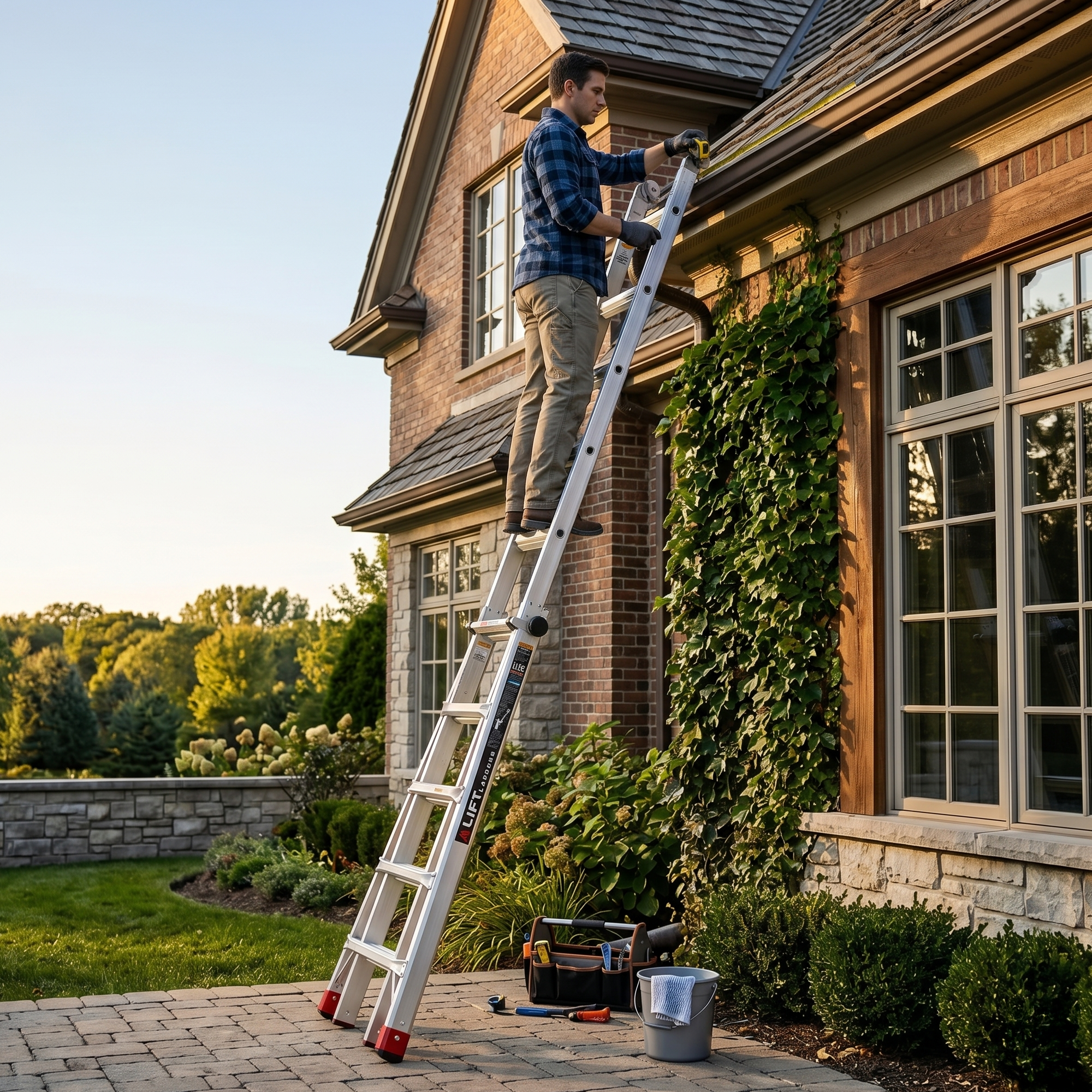 Lift Ladders 26 Foot Reach Multi Position Aluminum Step Ladder, 375 lb Capacity