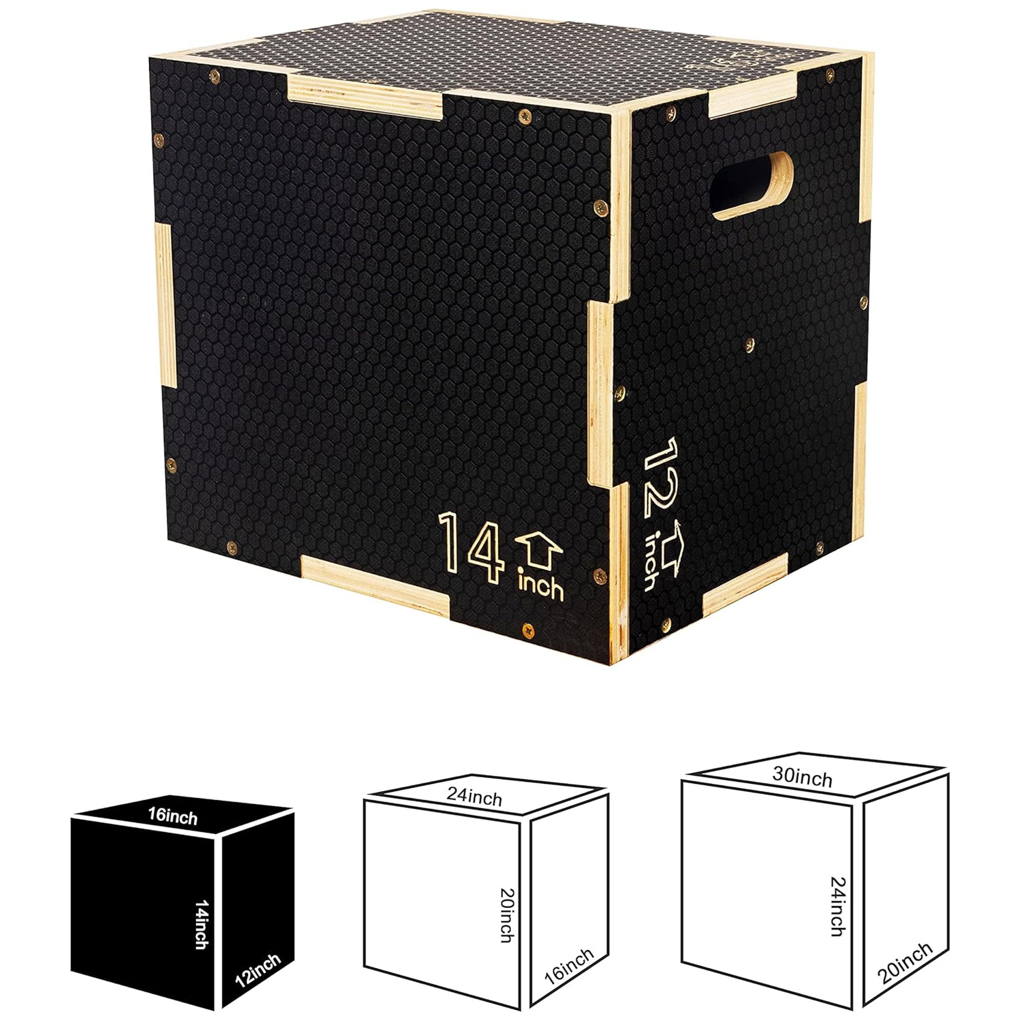 Fitvids 16" x 14" x 12" Wooden Plyometric Box Non-Slip Jump Platform (Open Box) - VMInnovations