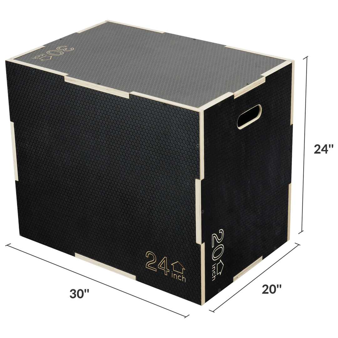 Fitvids 30" x 24" x 20" Wooden Plyometric Box Non-Slip Jump Platform, Black