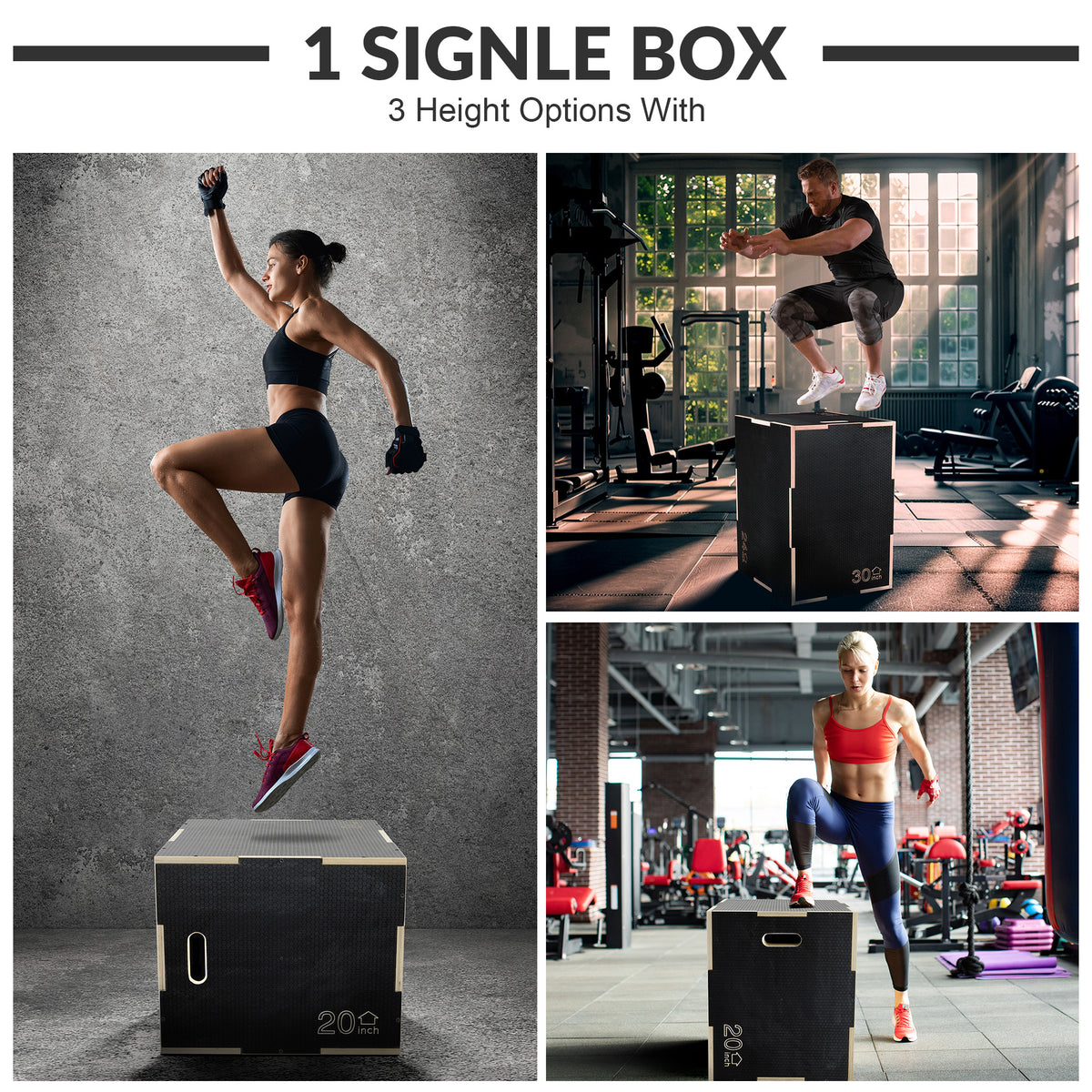 Fitvids 30" x 24" x 20" Wooden Plyometric Box Non-Slip Jump Platform,(Open Box)