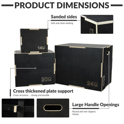 Fitvids 30" x 24" x 20" Wooden Plyometric Box Non-Slip Jump Platform,(Open Box)