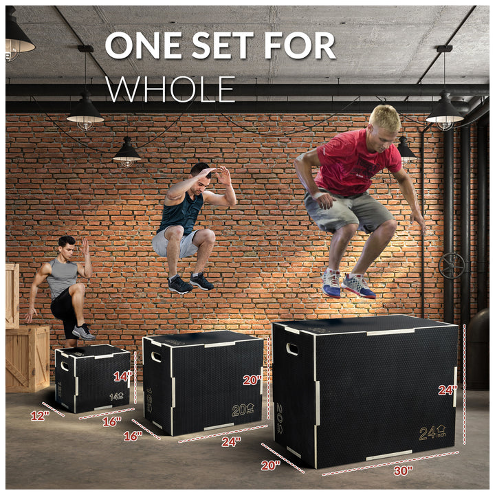 Fitvids 30" x 24" x 20" Wooden Plyometric Box Non-Slip Jump Platform, Black