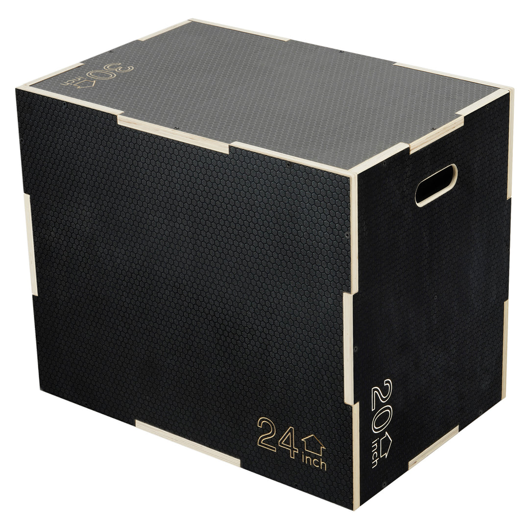 Fitvids 30" x 24" x 20" Wooden Plyometric Box Non-Slip Jump Platform, Black