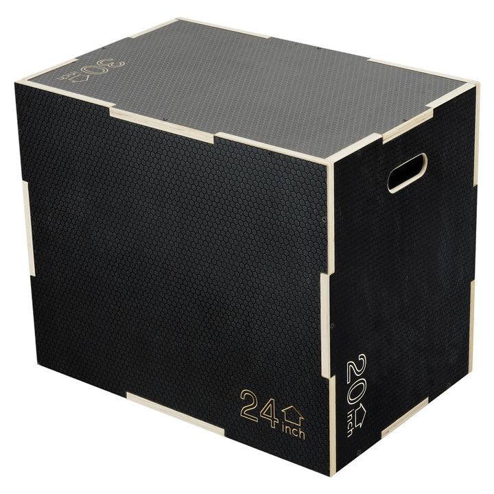 Fitvids 30" x 24" x 20" Wooden Plyometric Box Non-Slip Jump Platform, Black