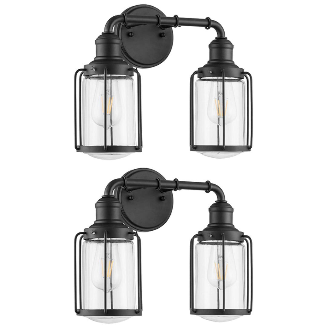 Prominence Home 2 Pack Lincoln Woods 2 Light Industrial Bath Vanity Light, Black