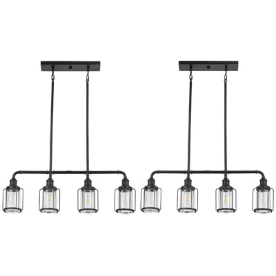 Prominence Home 2 Pack Lincoln Woods 2 Light Industrial Bath Vanity Light, Black