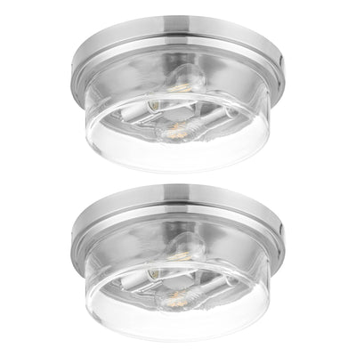 Prominence Home 2 Pack Madalyn 13" Ceiling Light Clear Drum Glass Brushed Nickel - VMInnovations