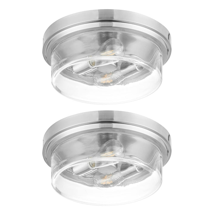 Prominence Home 2 Pack Madalyn 13" Ceiling Light Clear Drum Glass Brushed Nickel