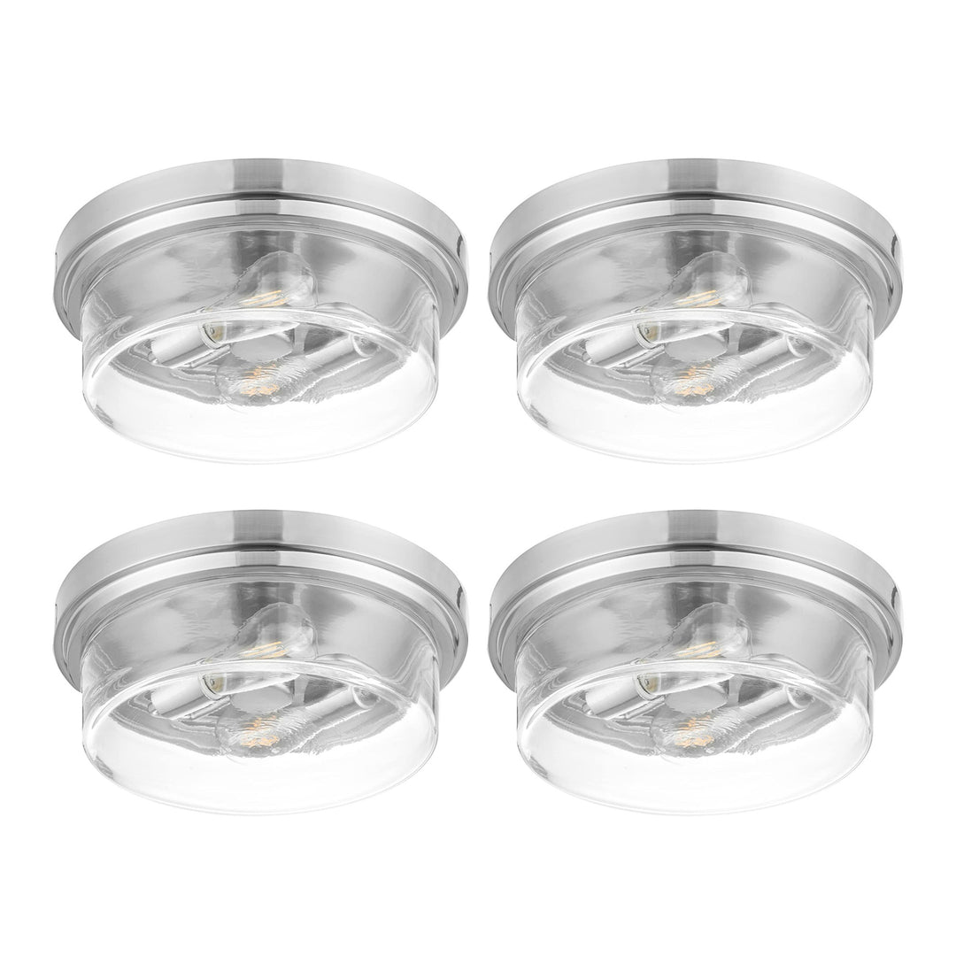 Prominence Home 4 Pack Madalyn 13" Ceiling Light Clear Drum Glass Brushed Nickel