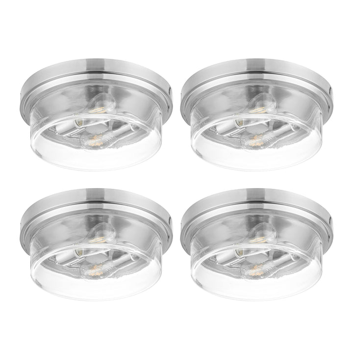Prominence Home 4 Pack Madalyn 13" Ceiling Light Clear Drum Glass Brushed Nickel