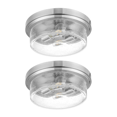 Prominence Home 2 Pack Madalyn 13" Ceiling Light, Seeded Drum Glass, Bronze - VMInnovations