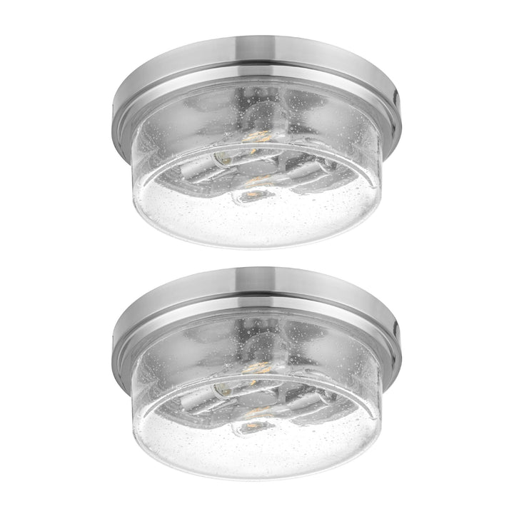 Prominence Home 2 Pack Madalyn 13" Ceiling Light, Seeded Drum Glass, Bronze