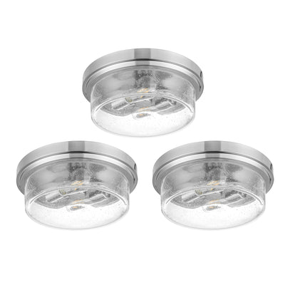 Prominence Home 3 Pack Madalyn 13" Ceiling Light, Seeded Drum Glass, Bronze