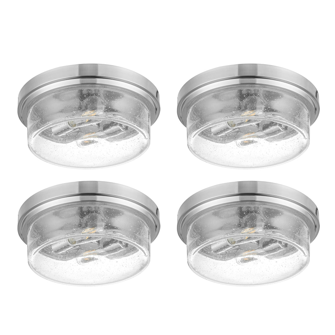 Prominence Home 4 Pack Madalyn 13" Ceiling Light, Seeded Drum Glass, Bronze