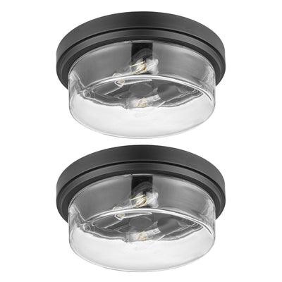 Prominence Home 2 Pack Madalyn 13" Ceiling Light, Clear Drum Glass, Bronze - VMInnovations