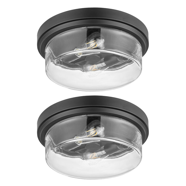 Prominence Home 2 Pack Madalyn 13" Ceiling Light, Clear Drum Glass, Bronze