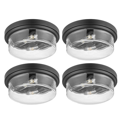 Prominence Home 4 Pack Madalyn 13" Ceiling Light, Clear Drum Glass, Bronze