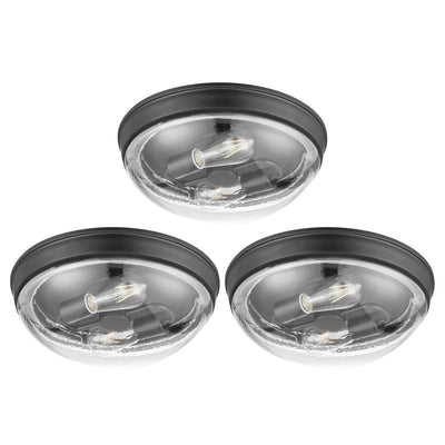 Prominence Home 3 Pack Madalyn 13" Flush Mount Ceiling Light Clear Glass, Bronze - VMInnovations