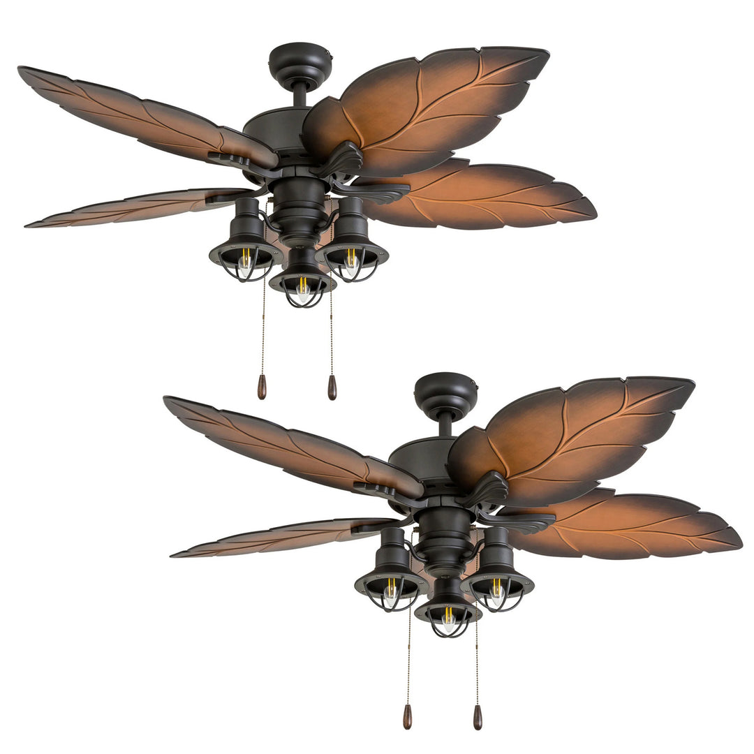 Prominence Home 2 Pack Ocean Crest 52" Tropical IndoorOutdoor Ceiling Fan Bronze