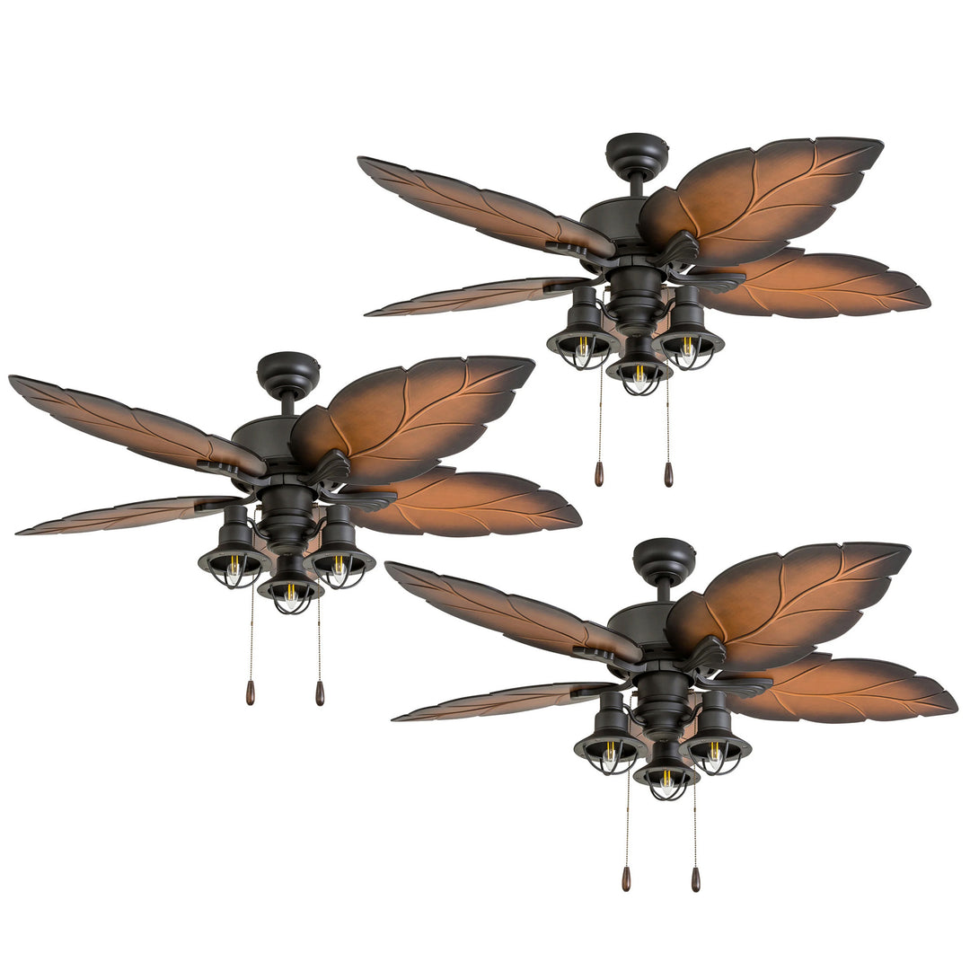 Prominence Home 3 Pack Ocean Crest 52" Tropical IndoorOutdoor Ceiling Fan Bronze
