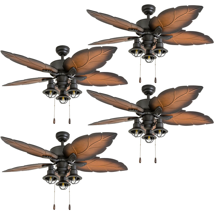 Prominence Home 4 Pack Ocean Crest 52" Tropical IndoorOutdoor Ceiling Fan Bronze