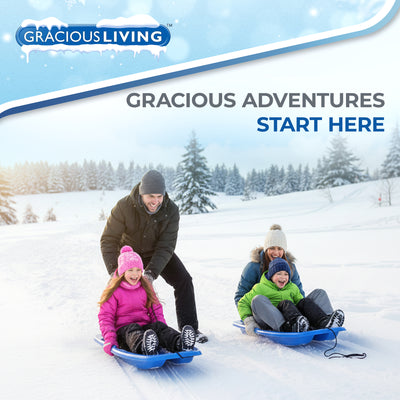 Gracious Living H2O! Raptor Boggan, Plastic Snow Sled for Kids and Adults, Blue (Open Box) - VMInnovations