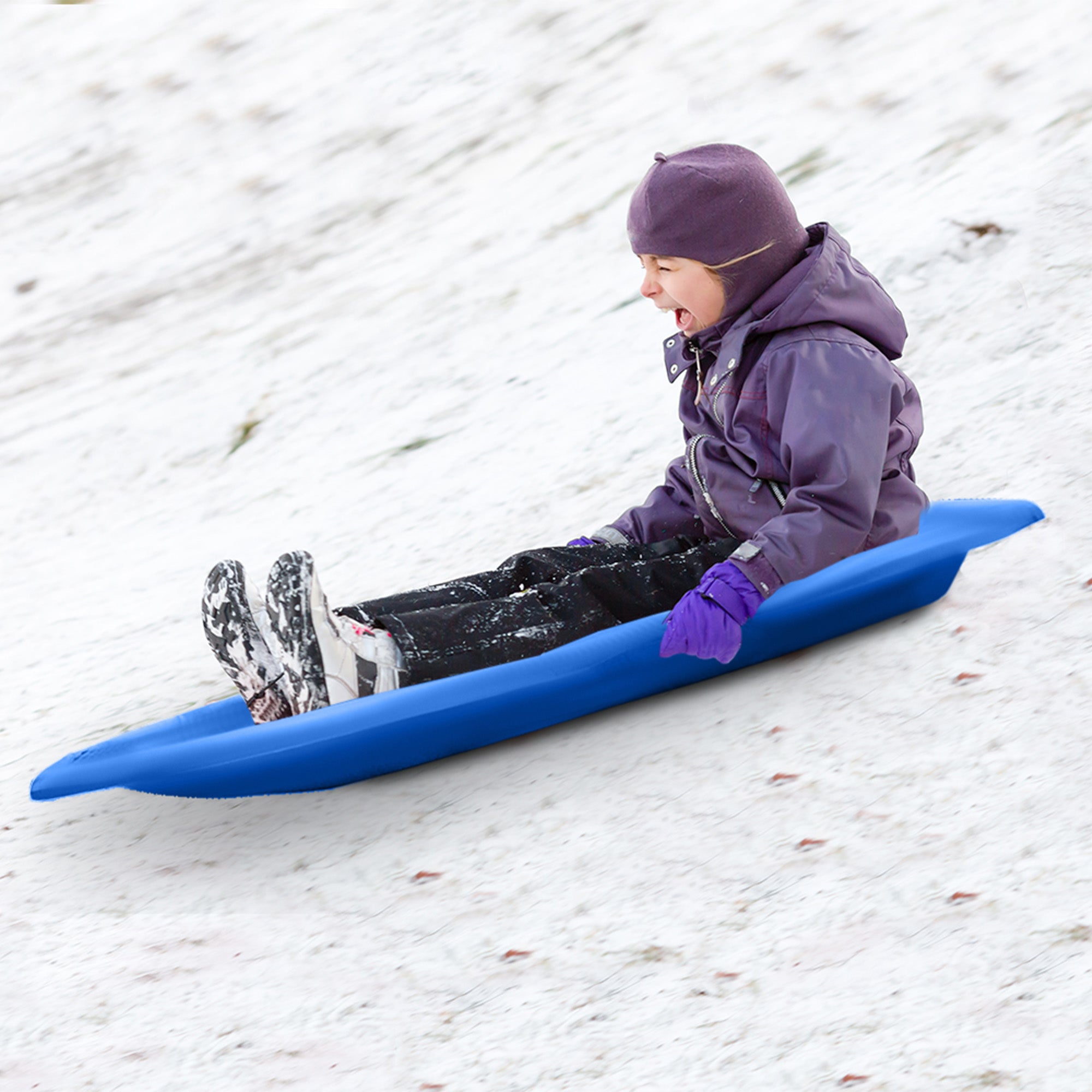 Gracious Living H2O! Raptor Boggan, Plastic Snow Sled for Kids and Adults, Blue (Open Box) - VMInnovations