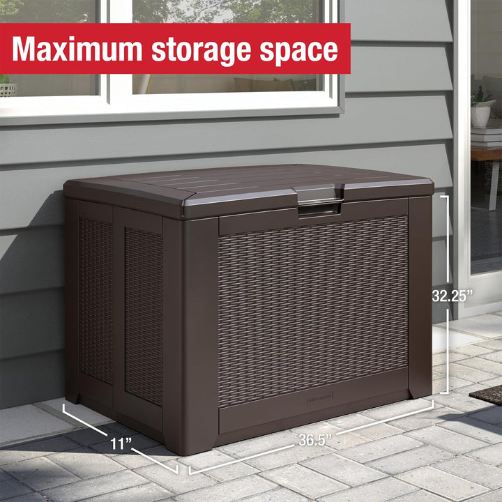 Rubbermaid Medium Storage Deck Box, Outdoor Resin Organizer, 74 Gallon, Brown