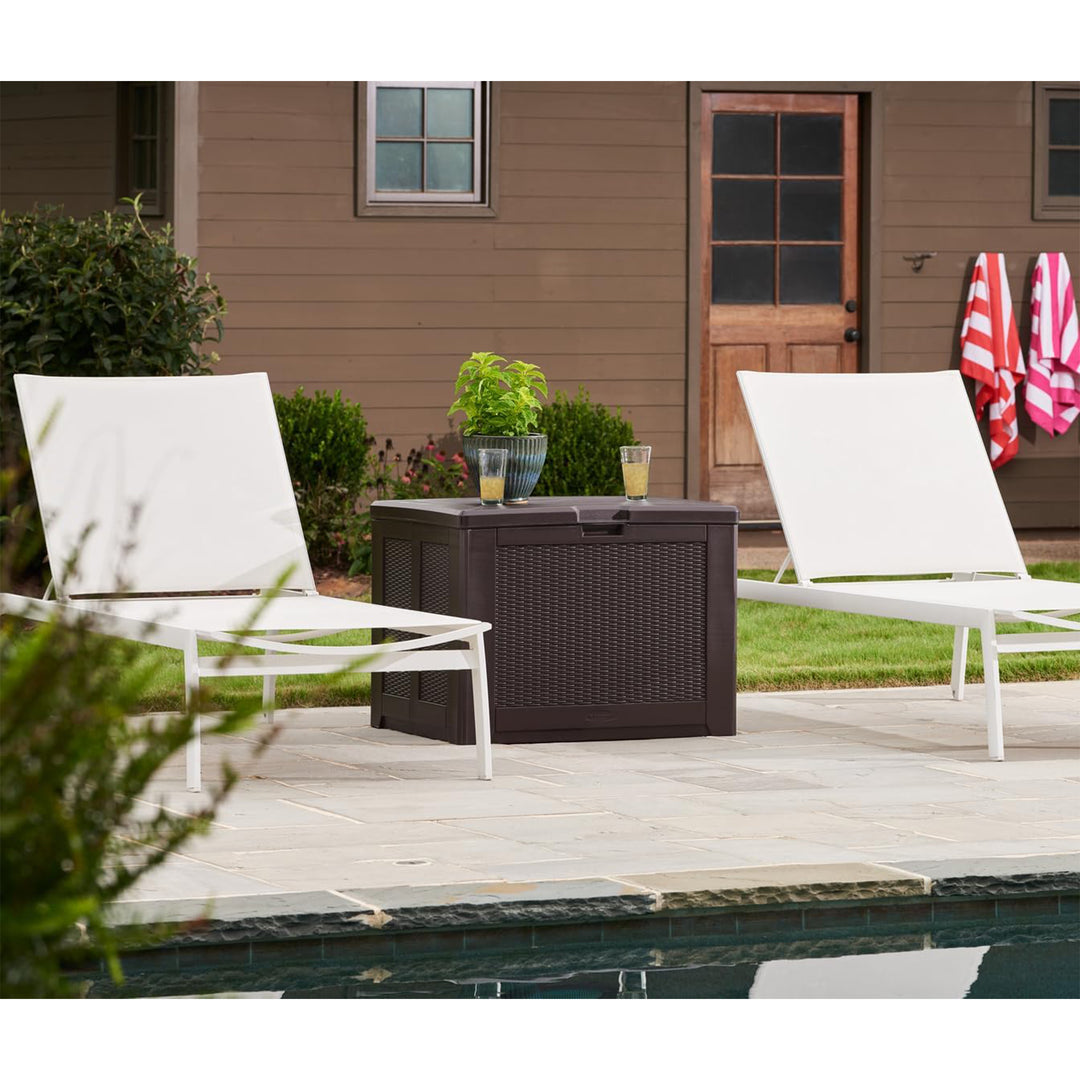 Rubbermaid Medium Storage Deck Box, Outdoor Resin Organizer, 74 Gallon, Brown