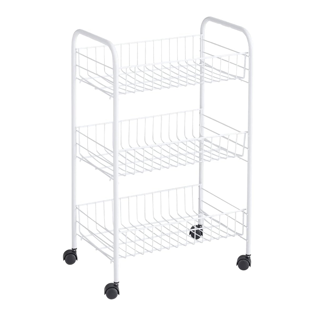 Rubbermiad 3-Tier Shelving Wheeled Organizer, Metal Storage Cart (Open Box)