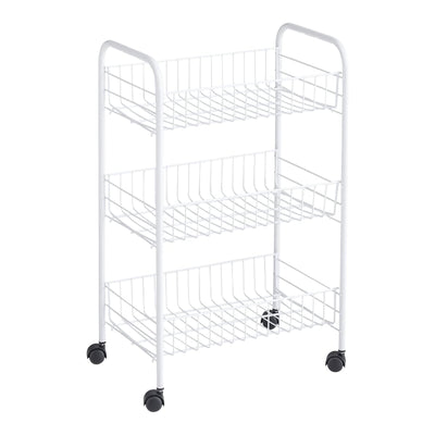 Rubbermiad 3-Tier Shelving Wheeled Organizer, Metal Storage Cart (Open Box)