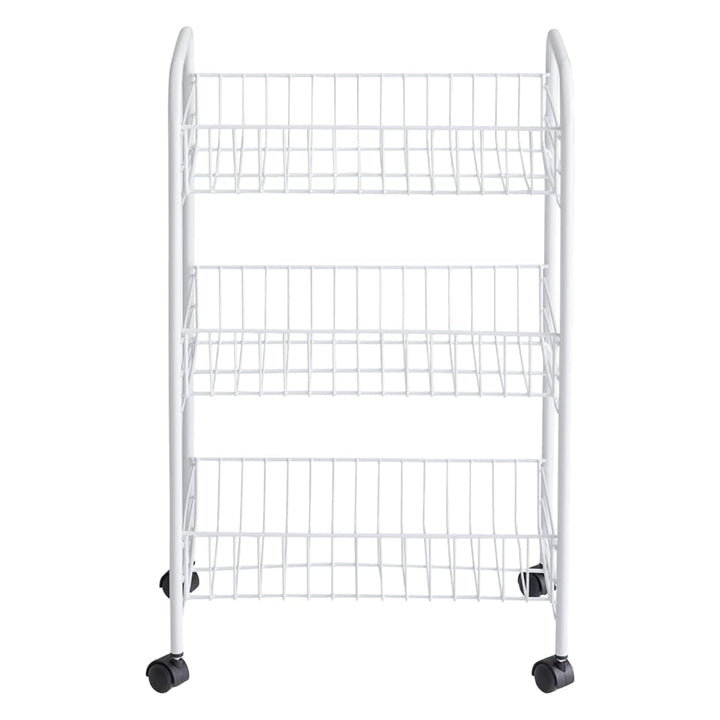 Rubbermiad 3-Tier Shelving Wheeled Organizer, Metal Storage Cart for Home, White