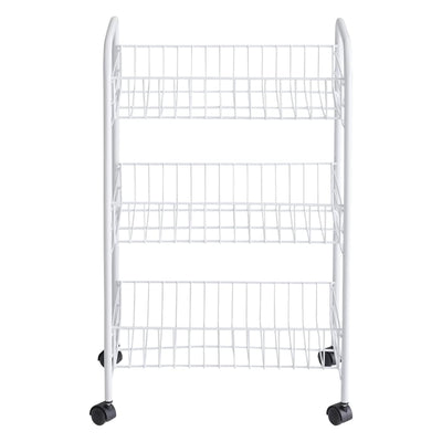 Rubbermiad 3-Tier Shelving Wheeled Organizer, Metal Storage Cart (Open Box)