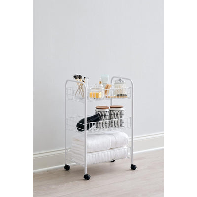 Rubbermiad 3-Tier Shelving Wheeled Organizer, Metal Storage Cart (Open Box)