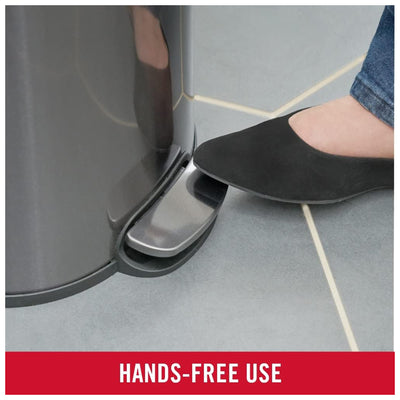 Rubbermaid Stainless Steel Step-On Trash Can, Semi-Round, 1.6 Gal, Charcoal - VMInnovations