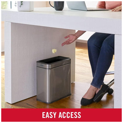 Rubbermaid Stainless Steel Wastebasket, Slim Open-Top Bin, 2.6 Gallons(Open Box)