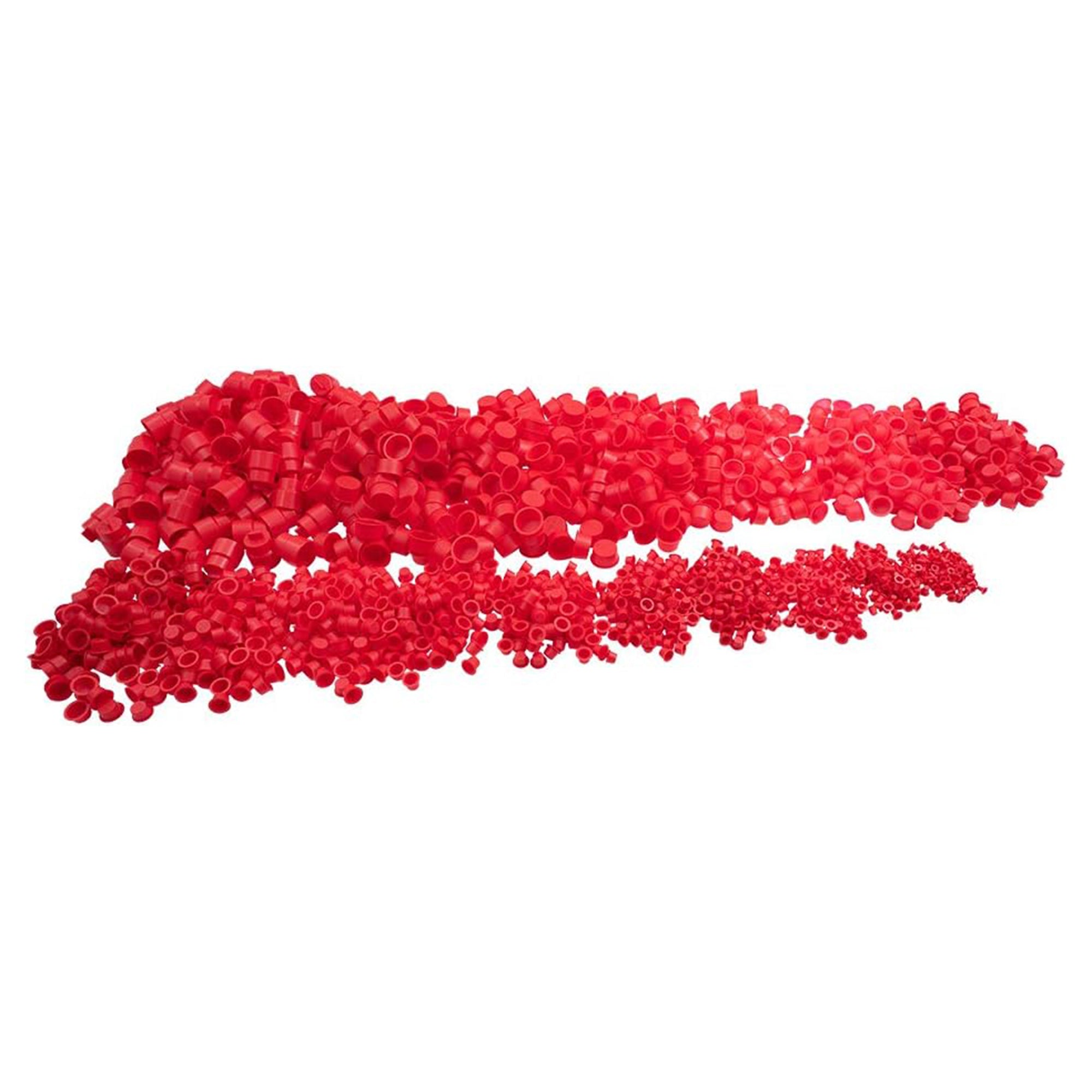 Brock 1700 Piece Caplug Assortment Pack Plastic Tapered End Plugs, Covers, Red - VMInnovations