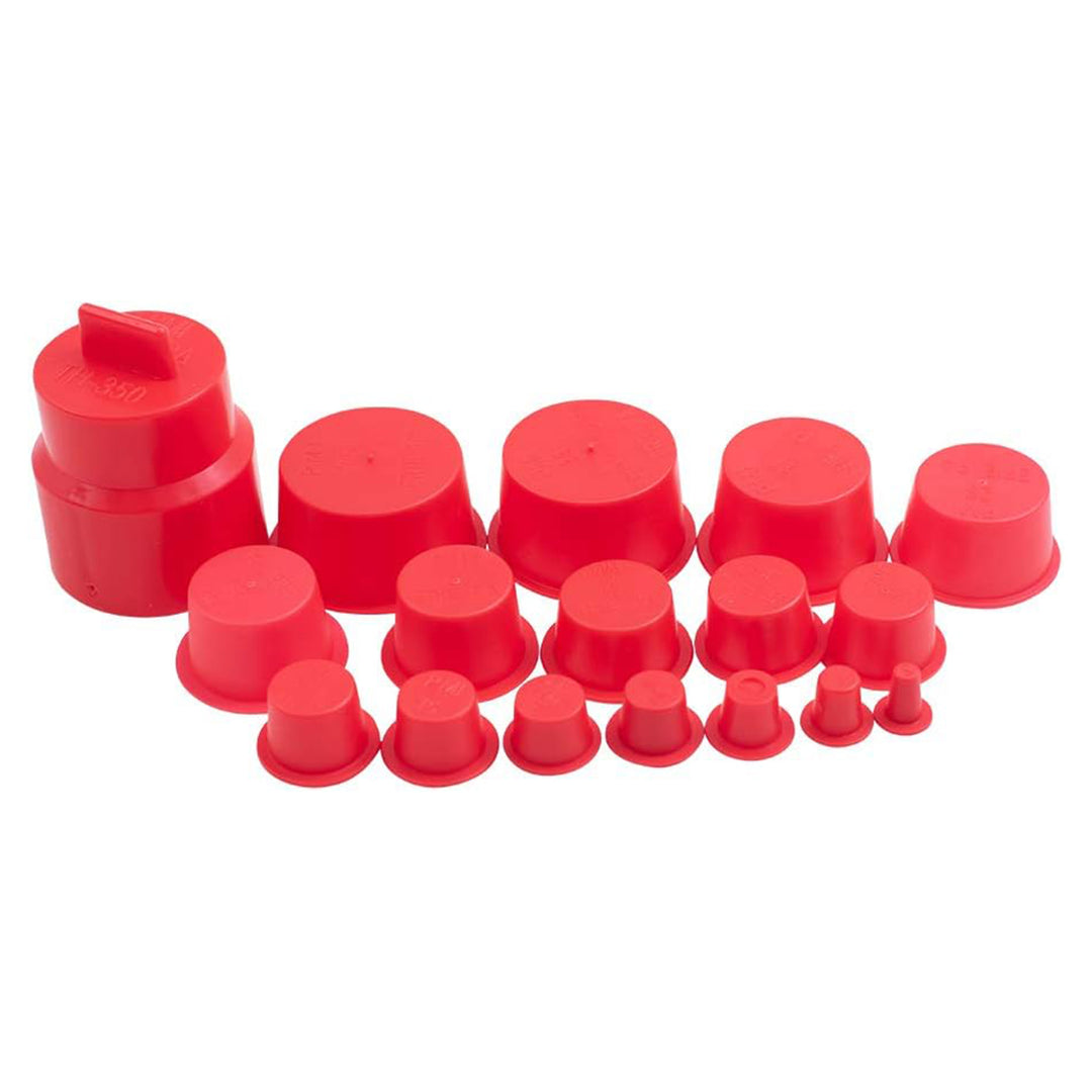 Brock 1700 Piece Caplug Assortment Pack Plastic Tapered End Plugs, Covers, Red