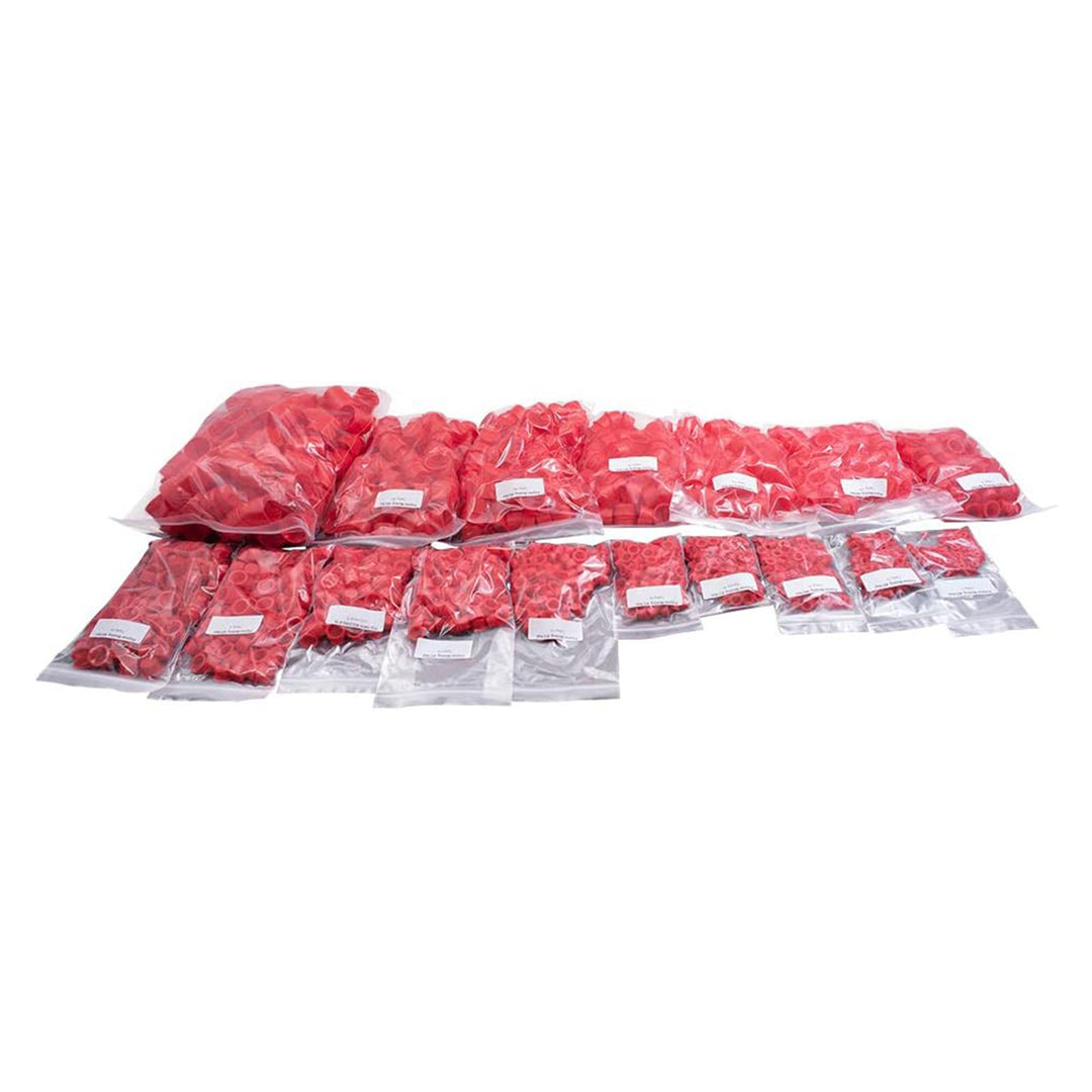 Brock 1700 Piece Caplug Assortment Pack Plastic Tapered End Plugs, Covers, Red
